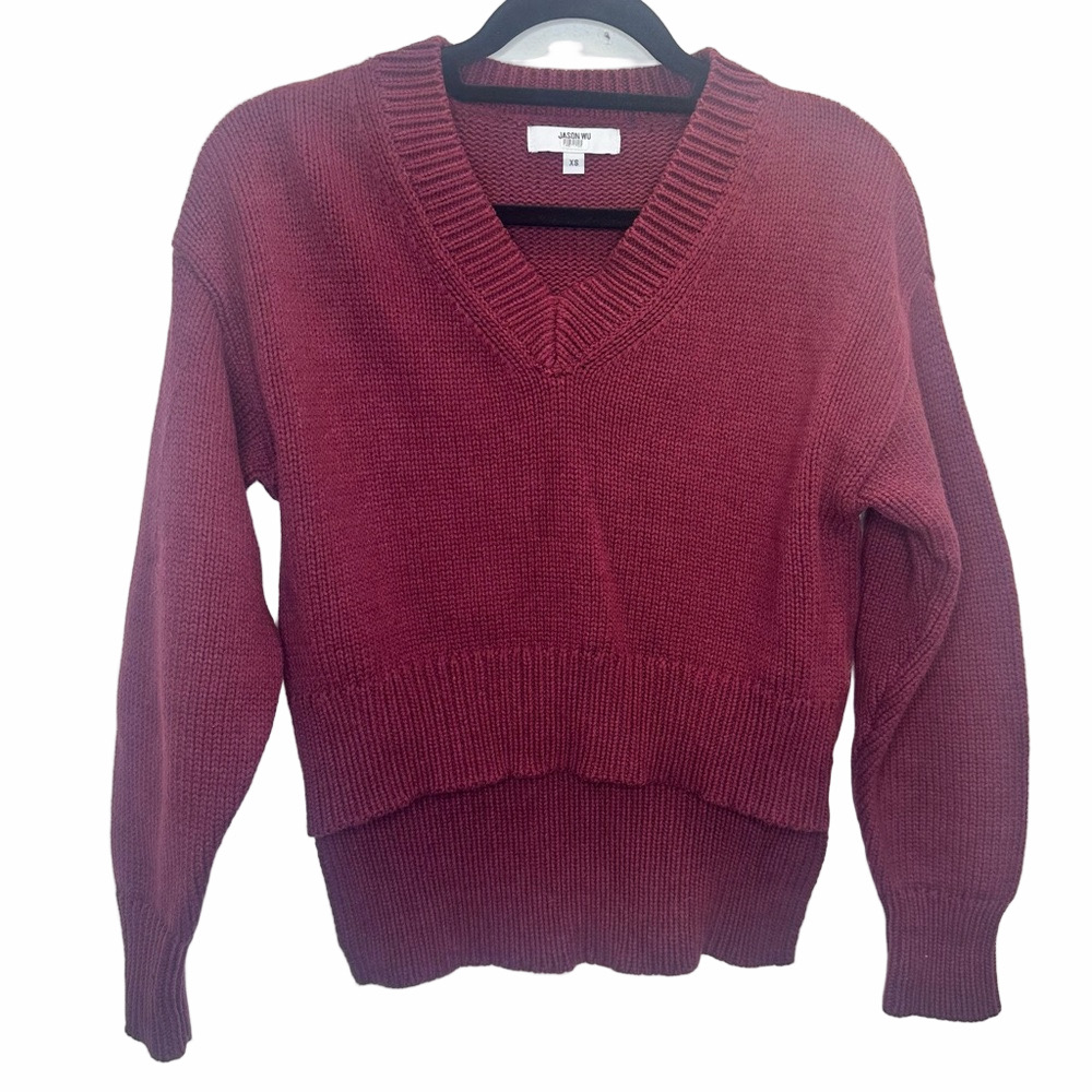 Jason Wu Maroon High Low Sweater Size XSmall